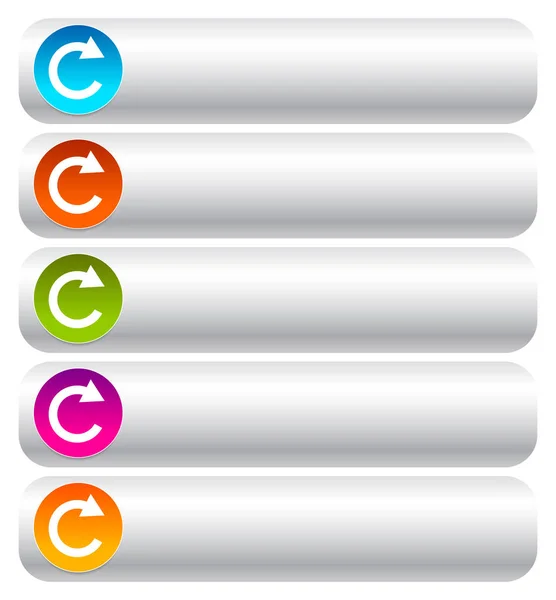 Oblong blank buttons with circular arrow in 5 colors. — Stock Photo, Image