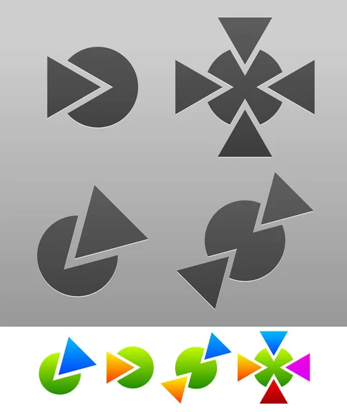 Kruhy s šipkami. barevné a šedé verze — Stock fotografie