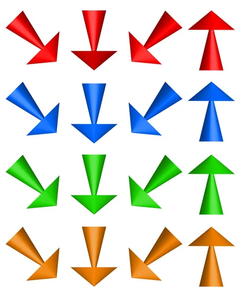 Illustratie van 3D-pijlen. Omhoog, omlaag en diagonale richtingen. — Stockfoto
