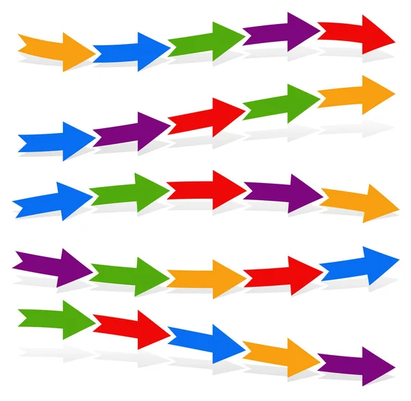 Illustration av mångfärgade pilar. Sekvens, process, continui — Stockfoto