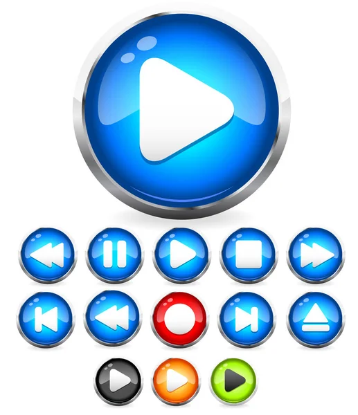 Set Audio Play Icons White — Stock Photo, Image