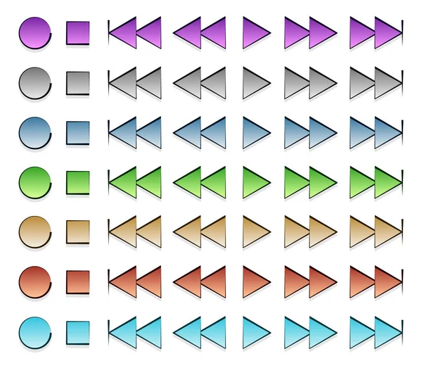 Multimedia, audio, Media, zestaw przycisków videa. Odtwarzanie, przewijanie do przodu, — Zdjęcie stockowe