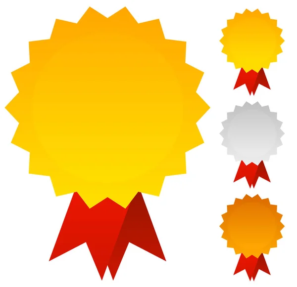 Medals, Badges or Awards in Gold, Silver and Bronze with Red Rib — Stock Photo, Image