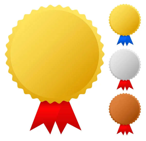 Gold, silver, bronze medals, badges vector graphics. Trophy, win — Stock Photo, Image