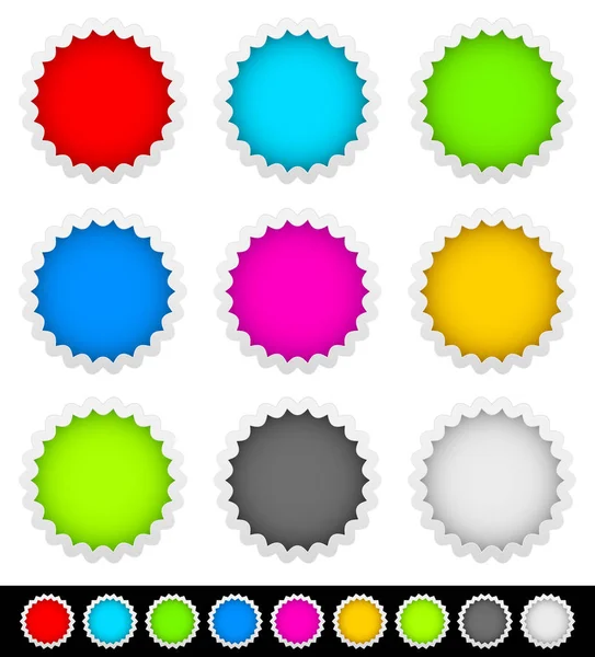 18 bright blank badge, starburst shapes — Stock Photo, Image