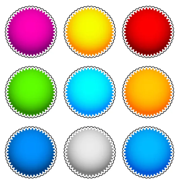 Starburst colorato, flash, set badge. grafica vettoriale — Foto Stock
