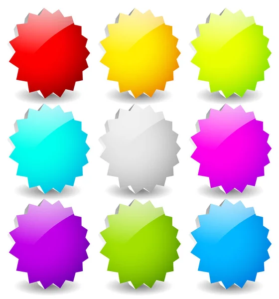 Shapes voor lege starburst prijs knippert. set van 9 kleuren. 3D. — Stockfoto