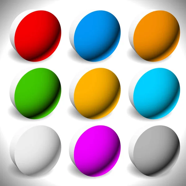 Ορισμός 3d φόντο κουμπιών. 9 διαφορετικά χρώματα που περιλαμβάνονται. — Φωτογραφία Αρχείου