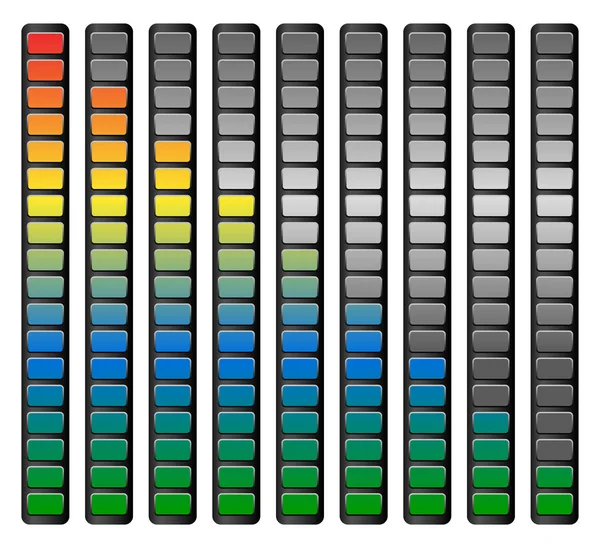 Level or generic progress indicators with units. Vector. — Stock Photo, Image