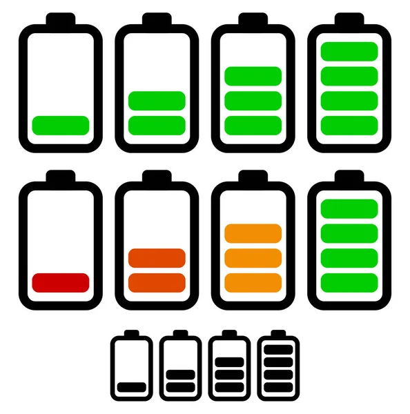 Illustratie van batterijniveau indicatoren. Levensduur van de batterij, accumula — Stockfoto