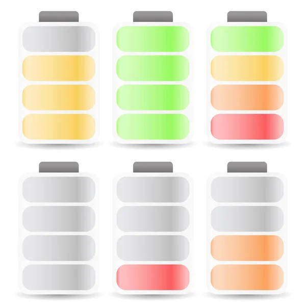 Indicador de nível de bateria definir cor codificada — Fotografia de Stock