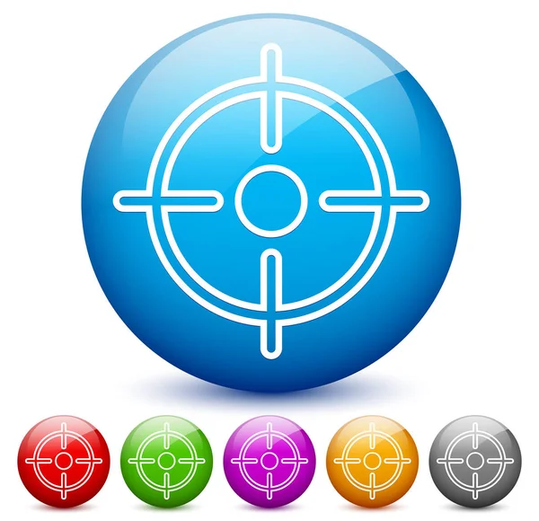 Moderne, glanzende target of Crosshair iconen in 6 kleuren — Stockfoto