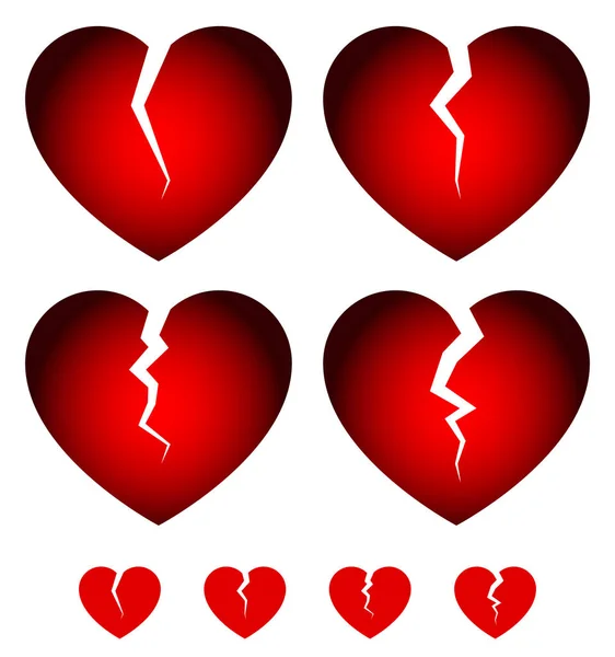 Broken hearts. Dislike, sadness, shattered hearts, rupture, brea — Stock Photo, Image