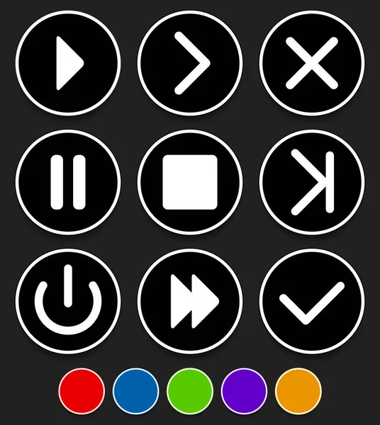 Ensemble de boutons différents - Lecture, suivant, avant, fastforward, exi — Photo