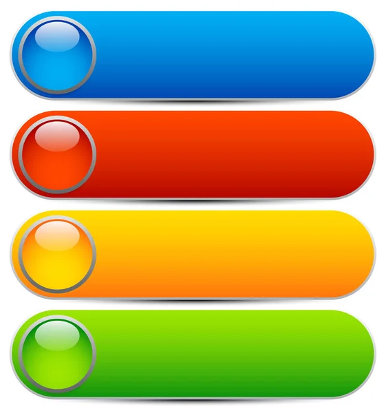 Parlak düğmeler, afiş. Yuvarlatılmış dikdörtgen şekilleri. Renkli Vect — Stok fotoğraf
