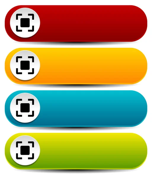 Rounded horizontal buttons in several colors with simple target — Stock Photo, Image