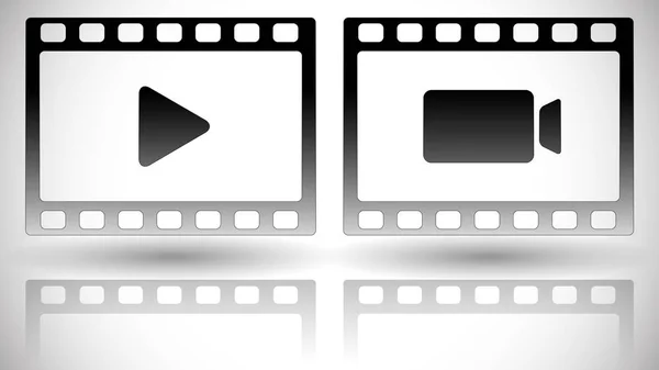 Set di pellicole con riproduzione e simboli della fotocamera. Per Motion pictu — Foto Stock