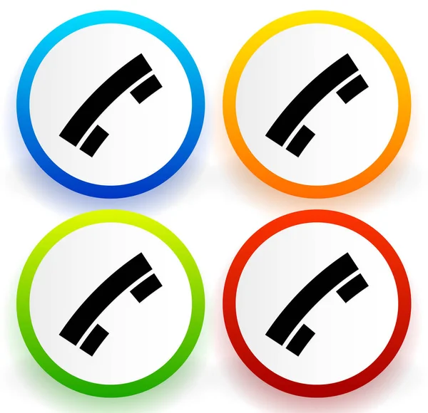 Цветные кнопки с символом черного телефона — стоковое фото