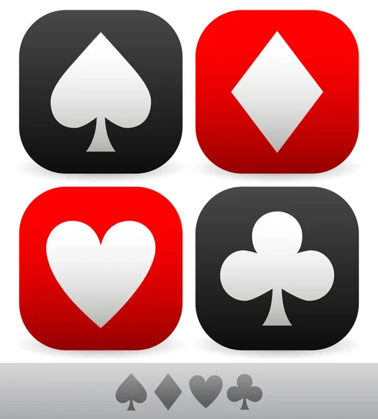 Kort dräkt symboler. Spade, hjärta, diamant och klubb symboler. — Stockfoto