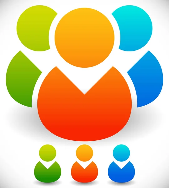 Colorful Character, Buddy Symbols. Icon with Group of 3 People f — Stock Photo, Image