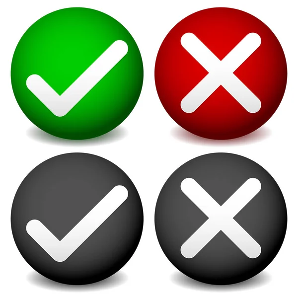 Checkmark and cross symbol on sphere — Stock Photo, Image