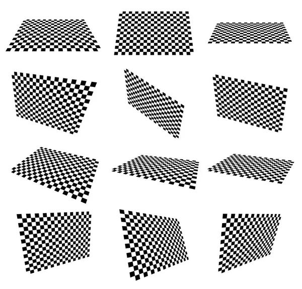 Conjunto de planos quadriculados em ângulo diferente, perspectiva — Fotografia de Stock