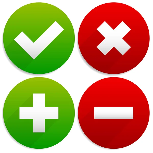 Simple Checkmark, Cross and Plus, Minus Signs / Icons — Stock Photo, Image