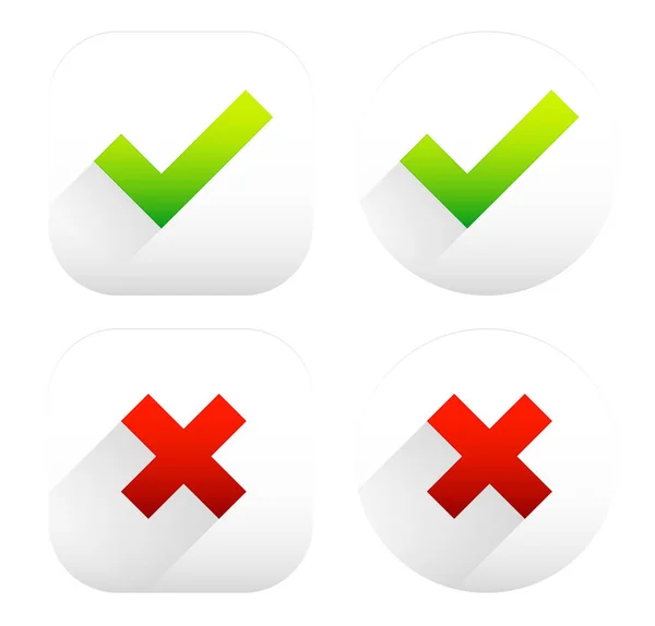 Stylish checkmark and cross set with green, red and grey colors — Stock Photo, Image