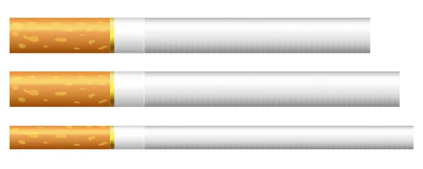 3 diversi vettori di sigarette dettagliate. Sigaretta lunga e sottile — Foto Stock