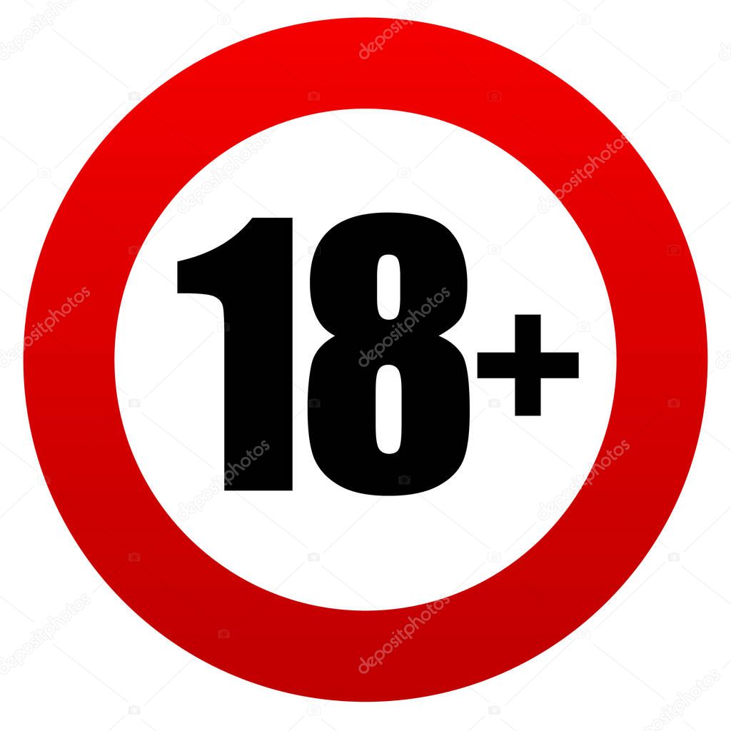18+ age restriction sign. 