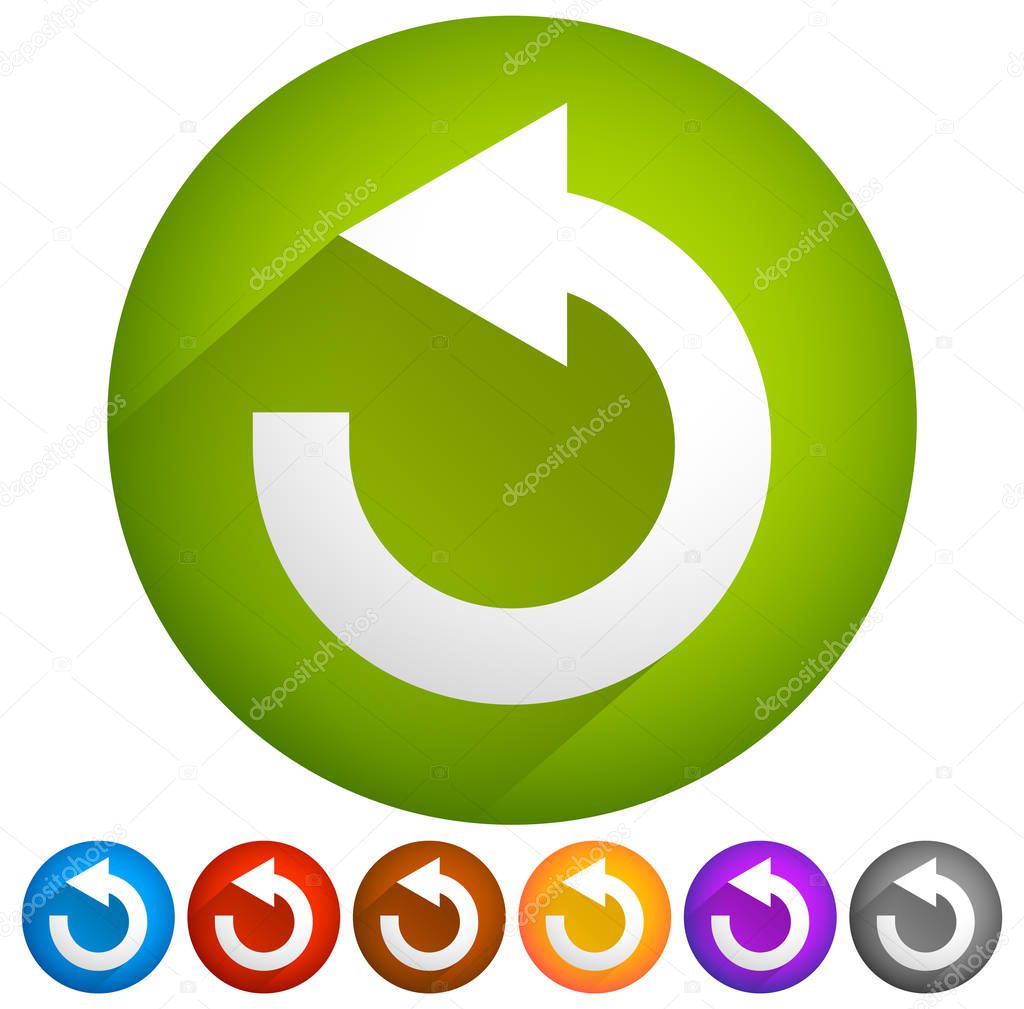 Arrow following a circle path, rotating circular arrow leftwards