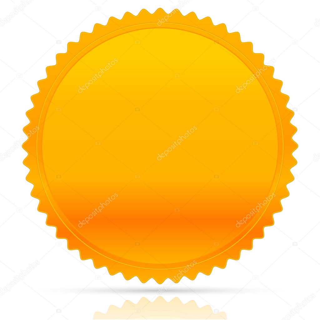 Illustration of gold starburst shape. Award, honor, badge, medal