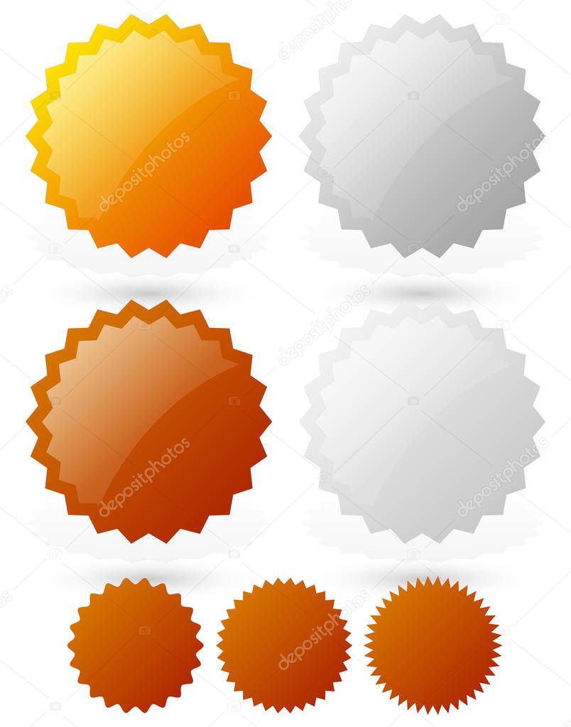 Glossy badge, starburst shapes /gold, silver, bronze, platinum m