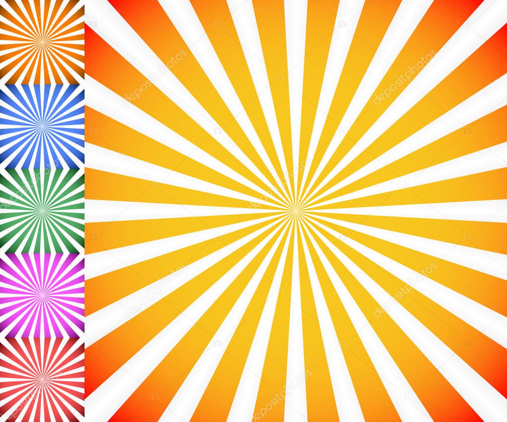 Starburst, sunburst background. Radiating, converging lines vect