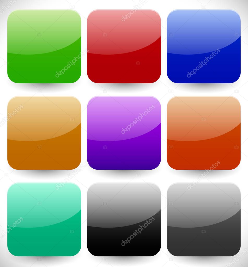 Set of blank button backgrounds in different colors. Vector desi