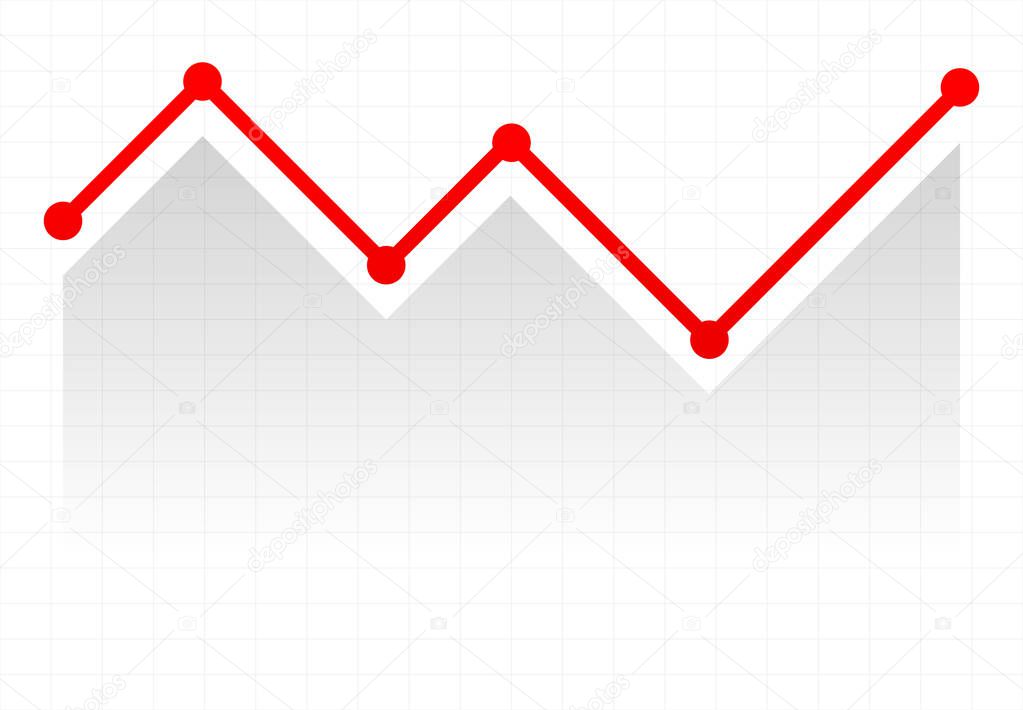 Line graph element. Graph, chart over gridded background. Vector