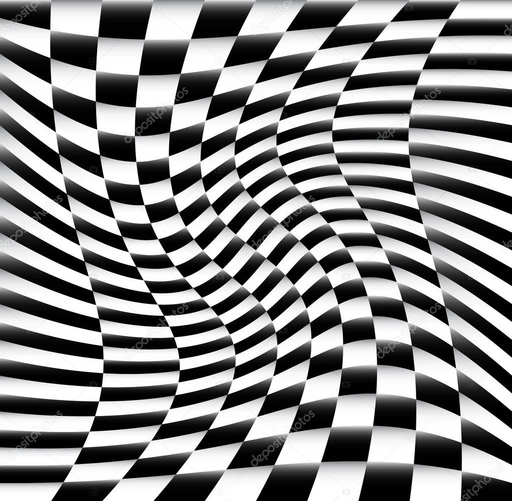 Chequered Pattern / Background With Swirling Effect