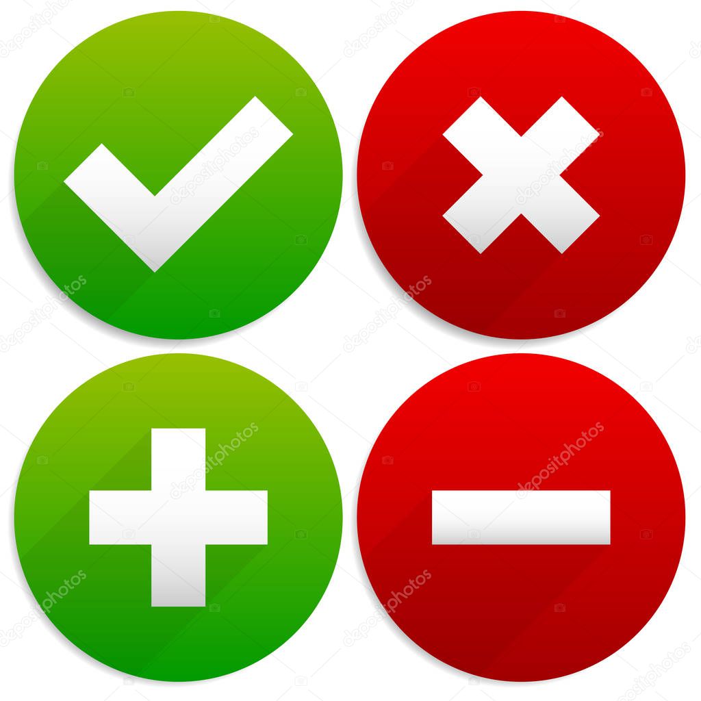 Simple Checkmark, Cross and Plus, Minus Signs / Icons