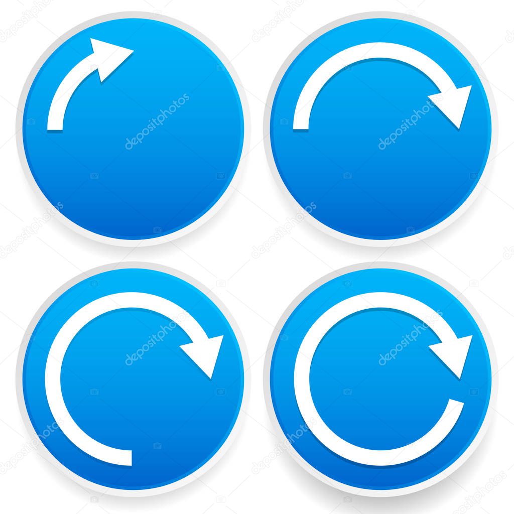 Circular arrows, 1/4, 1/2, 3/4 and full circles - Blue arrow sig