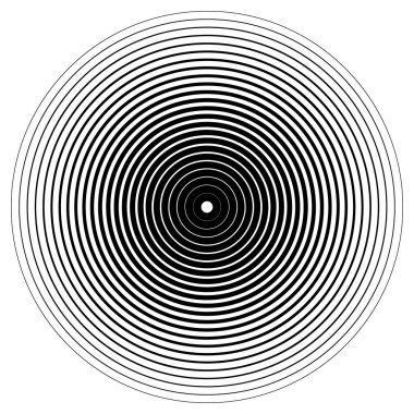 Soyut daire elemanı. Eşmerkezli daireler, dalgalanma etkisi. Vect