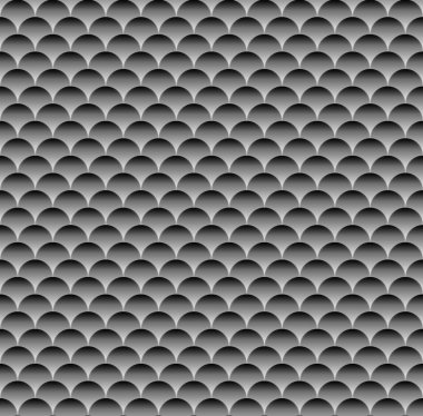 Çakışan daire şekilleriyle gri tonlamalı (tek renkli) desen. S