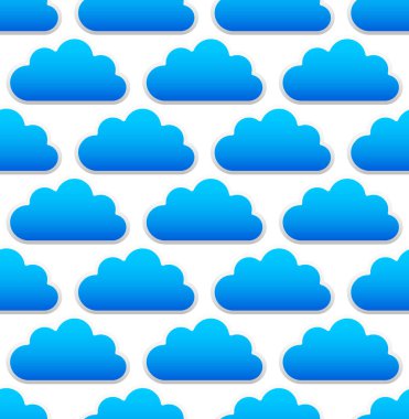 Mavi yuvarlak, beyaz üzerinde kümülüs bulutları ile bulut deseni. Seamle