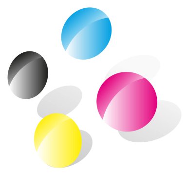 Ön pres için CMYK amblemi, baskı presi, basın, baskı temaları