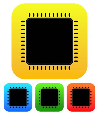 Beyaz CPU siluet simgesi