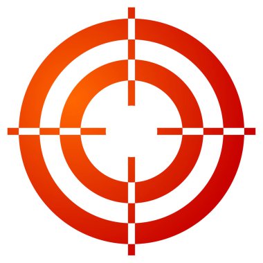 Beyaz üzerinde renkli crosshair, reticle, hedef işareti şekli