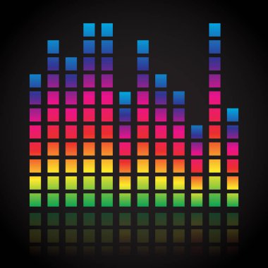 Tek renkli EQ, siyah üzerinde izole Equalizer elemanı, karanlık ba