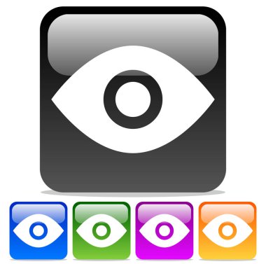 Göz simgeleri: parlak yuvarlak kareler üzerinde göz sembolleri.