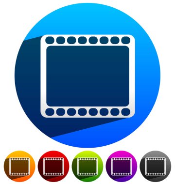 Renkli arka planlar üzerinde film şerit sembolü. Vektör.