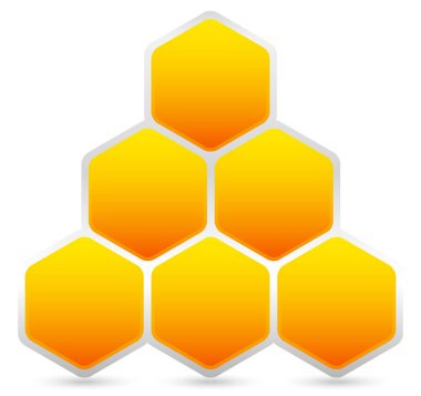 Altıgen petek, beyaz üzerinde izole arı deliği elemanı. Vektör i