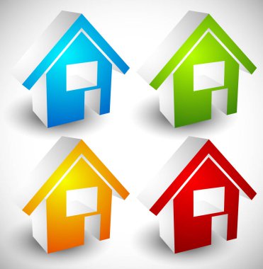 3D ev/ev sembolleri, 4 renk simgeleri, rea için Illustration